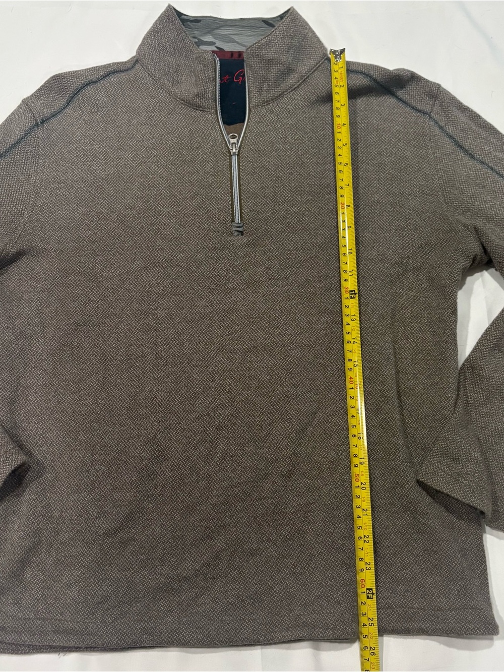 Robert Graham 1/ 4 Zip Pullover Sweater Sz L Beige Mock Neck Lightweight Cotton - Picture 5 of 9